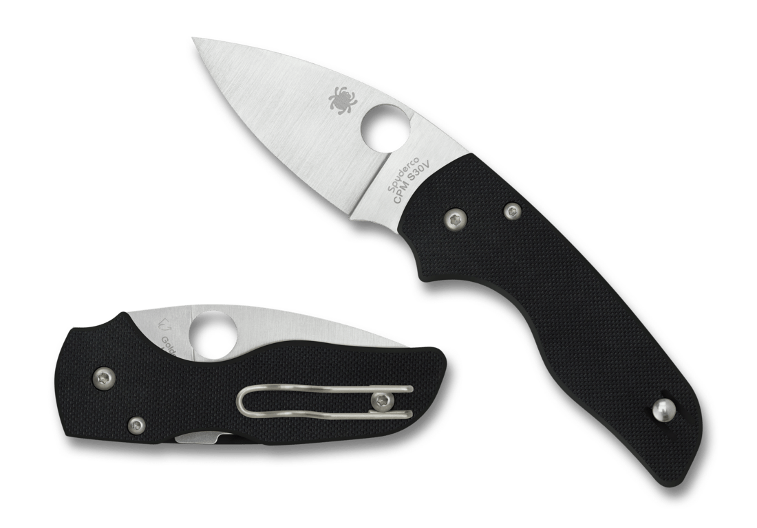 SPYDERCO C230GP LIL’ NATIVE FOLDING KNIFE – CPM S30V STEEL – COMPRESSION LOCK – MADE IN USA – PLAIN EDGE G - 10 HANDLE - S&R KNIVES INC