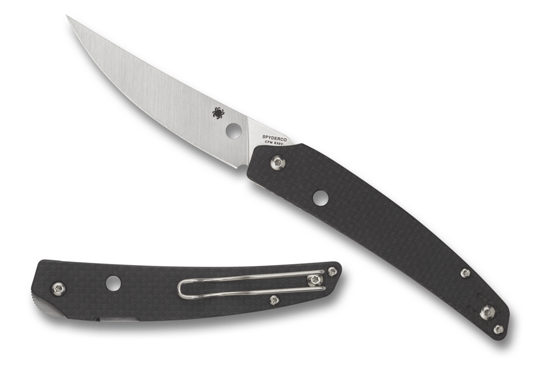 SPYDERCO C242CFP IKUCHI FOLDING KNIFE – CPM S30V STEEL – COMPRESSION LOCK – MADE IN TAIWAN – PLAIN EDGE CARBON FIBER/G - 10 HANDLE - S&R KNIVES INC