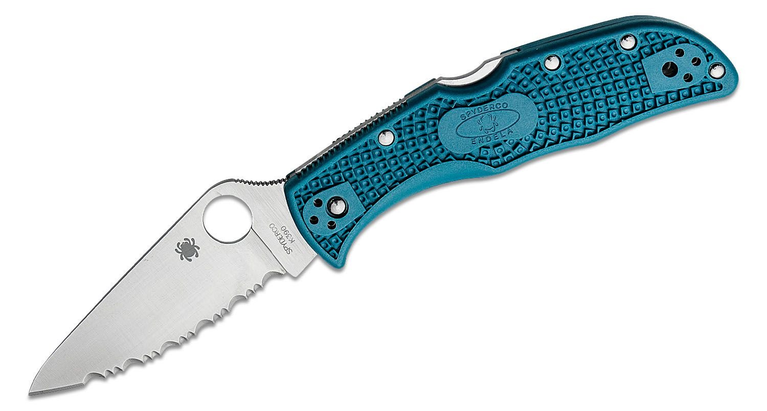 SPYDERCO C243FSK390 ENDELA LIGHTWEIGHT BLUE FRN K390 SPYDEREDGE STEEL FOLDING KNIFE. - S&R KNIVES INC
