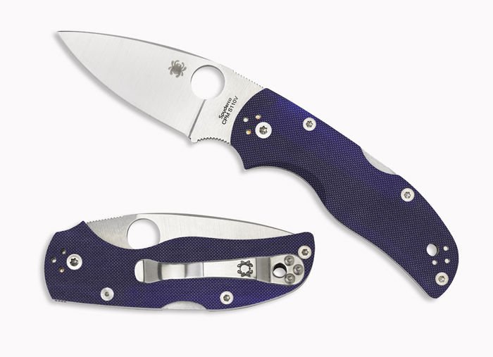 SPYDERCO C41GPDBL5 NATIVE 5 CPM - S110V SATIN BLADE DARK BLUE G - 10 HANDLE BACK LOCK FOLDING KNIFE USA - S&R KNIVES INC