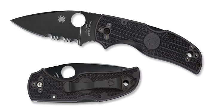 SPYDERCO C41PSBBK5 NATIVE 5 FOLDING KNIFE – CPM® S30V® STEEL – BACK LOCK – MADE IN USA – COMBINATION EDGE BLACK FRN HANDLE - S&R KNIVES INC