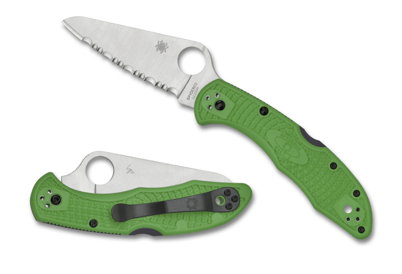 SPYDERCO C88FSGR2 SALT 2 SPYDER EDGE LC200 STEEL GREEN HANDLE FOLDING KNIFE. - S&R KNIVES INC