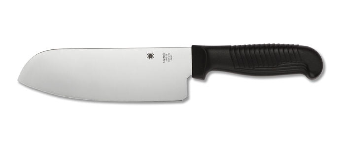 Spyderco k08pbk santoku plain edge black handle fixed blade knife. - S&R KNIVES INC
