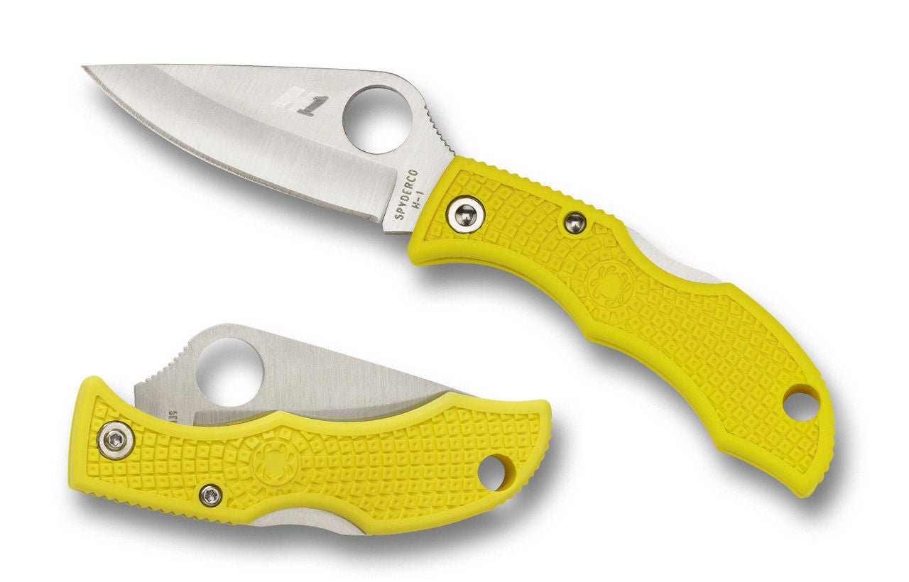 SPYDERCO LADYBUG 3 SALT – MARINE YELLOW FRN HANDLE, H - 1 BLADE, BACK LOCK – MADE IN JAPAN – MODEL LYLP3 - S&R KNIVES INC