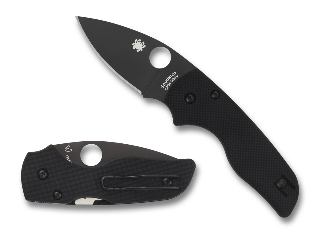 SPYDERCO LIL' NATIVE – BLACK G - 10 HANDLE, SATIN CPM S30V BLADE, COMPRESSION LOCK – MADE IN USA – MODEL C230GPBBK - S&R KNIVES INC