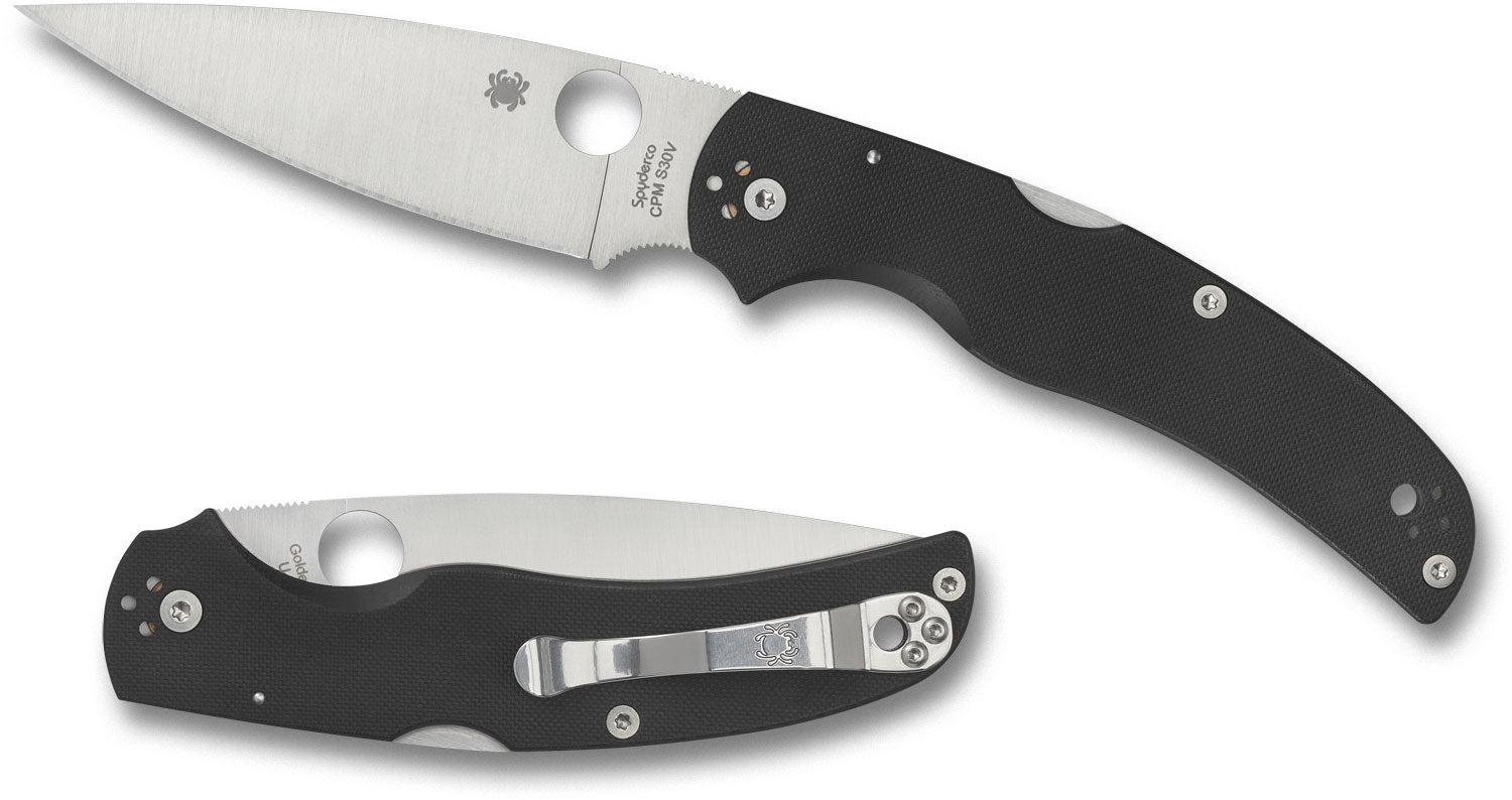 SPYDERCO NATIVE CHIEF – BLACK G - 10 HANDLE, SATIN CPM S30V BLADE, LOCKBACK – MADE IN USA – MODEL C244GP - S&R KNIVES INC