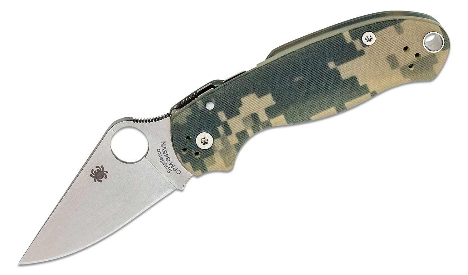 SPYDERCO PARA 3 C223GPCMO DIGITAL CAMO FOLDING KNIFE – CPM S45VN BLADE, G - 10 HANDLE, COMPRESSION LOCK, USA - S&R KNIVES INC