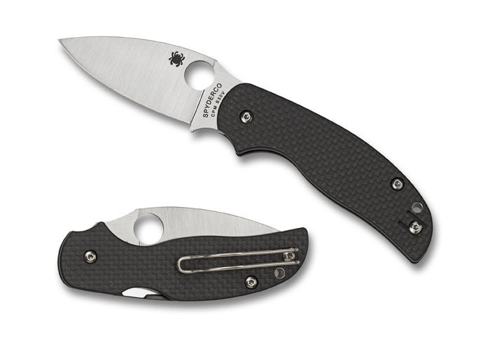 SPYDERCO SAGE 5 – CARBON FIBER/G - 10 HANDLE, CPM S30V BLADE, COMPRESSION LOCK – MADE IN TAIWAN – MODEL C123CFPCL - S&R KNIVES INC