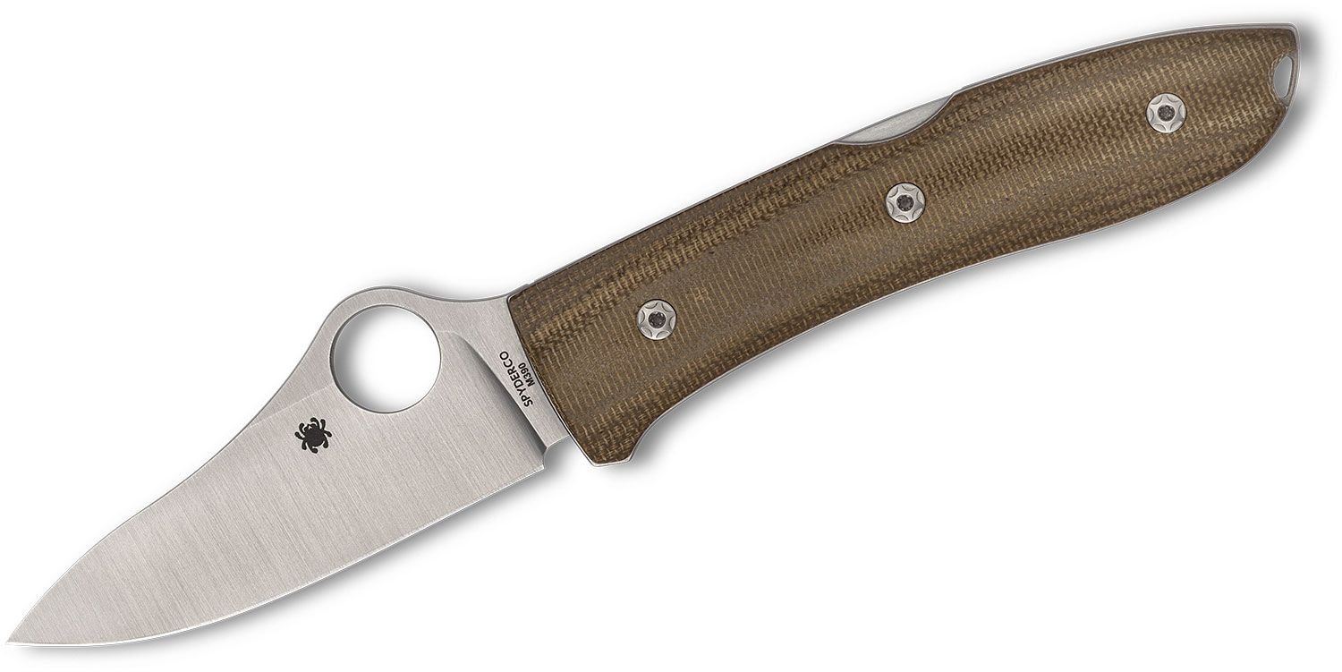 SPYDERCO SPYOPERA – BROWN CANVAS MICARTA HANDLE, SATIN M390 BLADE, BACK LOCK – MADE IN ITALY – MODEL C255CMP - S&R KNIVES INC
