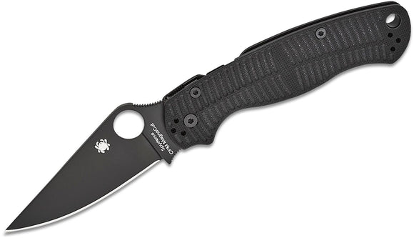 SPYDERCO C81GMCBKP2 PARA MILITARY 2 SALT BLACK G10 CPM-MAGNACUT STEEL FOLDING KNIFE.