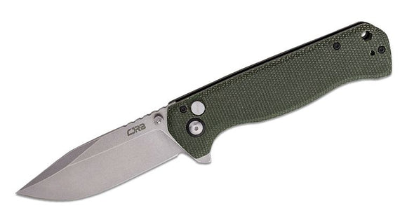 CJRB J1927MGN CHORD PUSH LOCK GREEN MICARTA HANDLE AR-RPM- STEEL CLIP POINT FOLDING KNIFE.