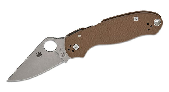 SPYDERCO C223GPBN15V PARA 3 BROWN G10 HANDLE CPM 15V STEEL SPRINT RUN FOLDING KNIFE.