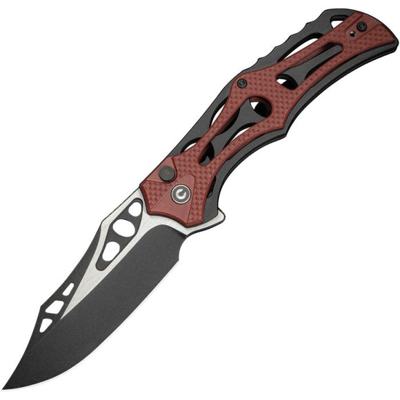 CIVIVI CIVC23083C1 BIOPHASE NITRO V STEEL SKELETONIZED BURGUNDY ALUMINIUM AND G10 FOLDING KNIFE,