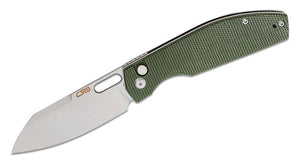 CJRB J1929BMGN RAY LACONICO EKKO PUSH LOCK AR-RPM9 STEEL GREEN MICARTA HANDLE FOLDING KNIFE.