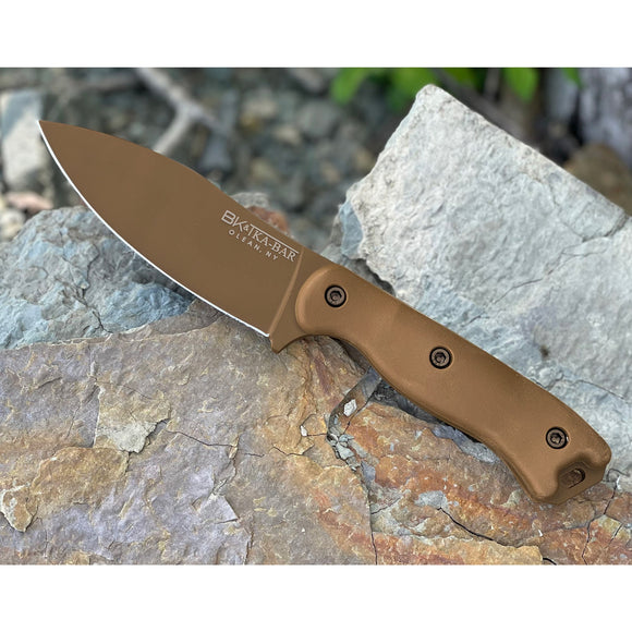 KABAR BK19 ETHAN BECKER NESSMUK 1095 CRO-VAN STEEL FIXED BLADE KNIFE W/CELCON SHEATH.