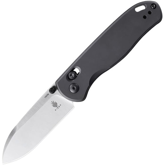 KIZER CUTLERY KIV3619C1 DROP BEAR AXIS LOCK 154CM STEEL GRAY ALUMINIUM FOLDING KNIFE.