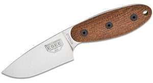 ESEE ESSENCILLO SENCILLO A2 STEEL 3D MICARTA HANDLE JEFF RANDALL FIXED BLADE KNIFE W/SHEATH.