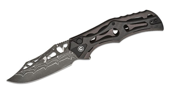 CIVIVI CIVC23083CDS1 BIOPHASE DAMASCUS STEEL SKELETONIZED GRAY ALUMINIUM AND G10 FOLDING KNIFE,