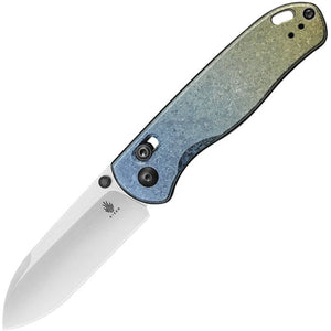 KIZER CUTLERY KI3619A3 DROP BEAR CLUTCH LOCK TI HANDLE LC200N STEEL BLUE GOLD FOLDING KNIFE.