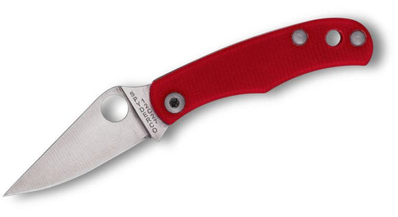 SPYDERCO C133GRDB BUG MICRO SIZE RED G10 HANDLE 12C27 SANDVIK STEEL SLIPJOINT FOLDING KNIFE.