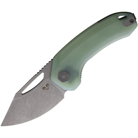 DAMNED DESIGNS DMN016XLGJ ANZU XL LINERLOCK JADE G10 14C28N STEEL FOLDING KNIFE.