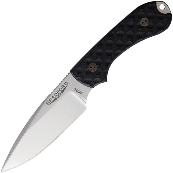 BRADFORD BRAD01 BRAD3FE001HP GUARDIAN 3 HP AEB-L STEEL BLACK SCULPTED G10 HANDLE FIXED BLADE KNIFE W/SHEATH.