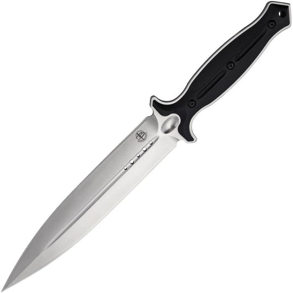 BEGG KNIVES BG031 FILOSE DAGGER AUS-10A STEEL BLACK NYLON HANDLE SATIN FIXED BL;ADE KNIFE W/SHEATH.