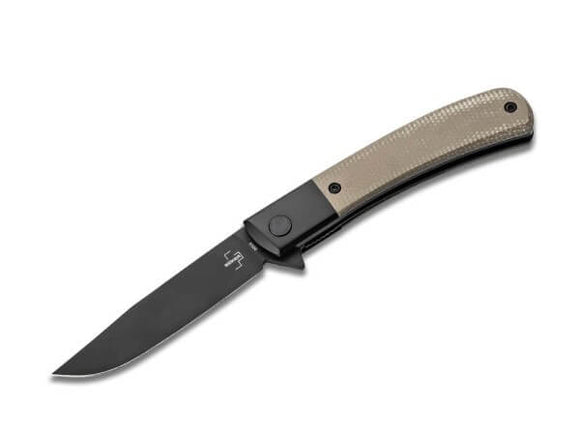 BOKER PLUS 01BO931 MODERN GENTLEMANS LOCK BACK NITRO V STEEL MICARTA HANDLE FOLDING KNIFE.