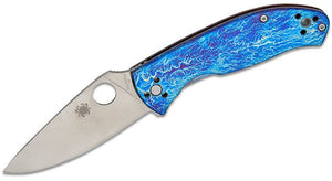 SPYDERCO C122TIBLD2P TENACIOUS BLUE DISARRY TI D2 STEEL INTEGRAL FRAME LOCK SATIN FOLDING KNIFE.