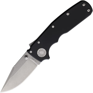 DEMKO KNIVES DEM09698 AD20.5 SHARK LOCK BLACK ALUMINIUM HANDLE CPM-20CV CLIP POINT FOLDING KNIFE.