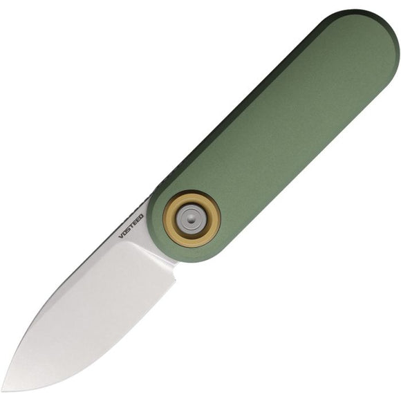 VOSTEED VOSA3702 CORGI-V VANCHOR STAINLESS 14C28N STEEL GREEN ALUMINIUM HANDLE FOLDING KNIFE.