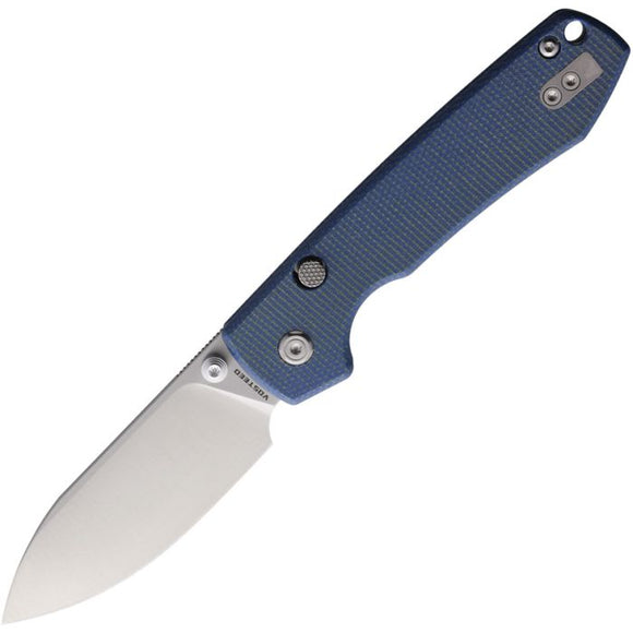 VOSTEED VOSA2905 RACCOON TOP LINERLOCK BLUE MICARTA 14C28N SANDVIK STEEL FOLDING KNIFE.