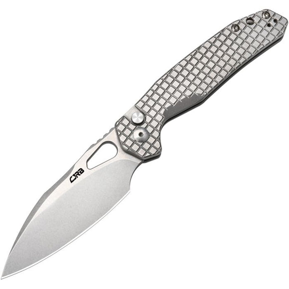 CJRB J1931FST FRACK PUSH LOCK GRAY AR-RPM9 STEEL SCULPTED HANDLE FOLDING KNIFE.