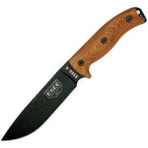 ESEE ES6PB011 ESEE6 1095HC STEEL NATURAL CANVAS MICARTA HANDLE FIXED BLADE KNIFE W/SHEATH.