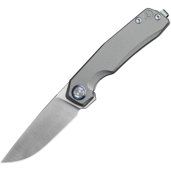 KUNWU KNIVES KUNK703S MINI TAO GRAY TI HANDLE ELMAX STEEL FOLDING KNIFE.