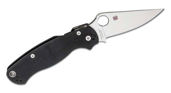 Spyderco c81gple2 left handed paramilitary 2 g10 handle s45v folding knife.