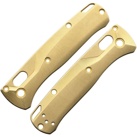 FLYTANIUM FLY912 CROSSFADE BRASS SCALES FOR BENCHMADE MINI BUGOUT KNIFE.