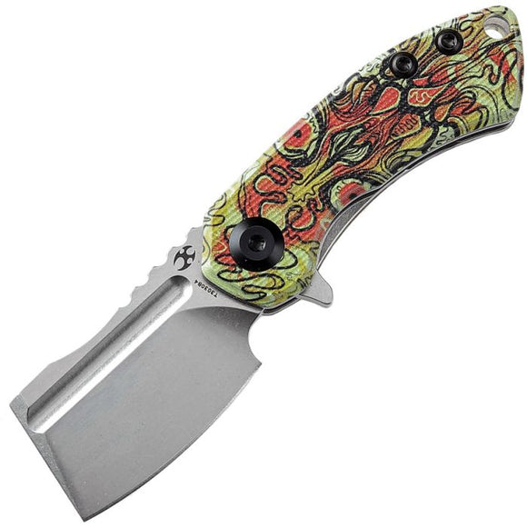 KANSEPT KNIVES KT3030B4 MINI KORVID 154CM STEEL YELLOW UNDEAD PRINT HANDLE FOLDING KNIFE.