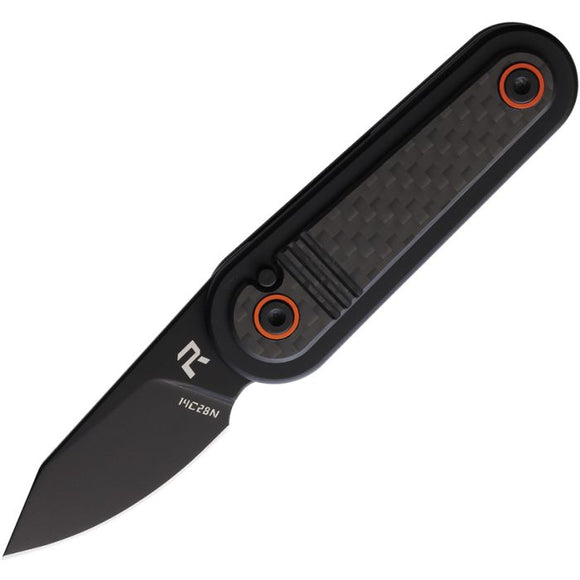 REVO KNIVES REVSPRTBK SPIRIT PUSH LOCK 14C28N STEEL STAILESS STEEL CF ONLAY HANDLE FOLDING KNIFE.