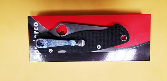 DEEP CARRY POCKET CLIP ONLY FOR SPYDERCO PARA 2 PARA 3 AND OTHER SPYDERCO KNIVES.