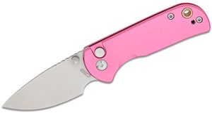 CJRB J1934PK MICA PUSH LOCK AR-RPM9 STEEL SAND POLISHED BLADE PINK ALUMINIUM HANDLE FOLDING KNIFE.