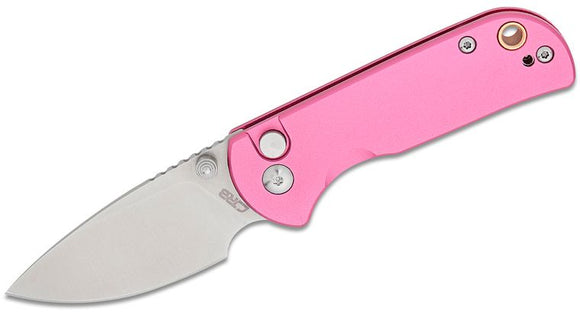 CJRB J1934PK MICA PUSH LOCK AR-RPM9 STEEL SAND POLISHED BLADE PINK ALUMINIUM HANDLE FOLDING KNIFE.