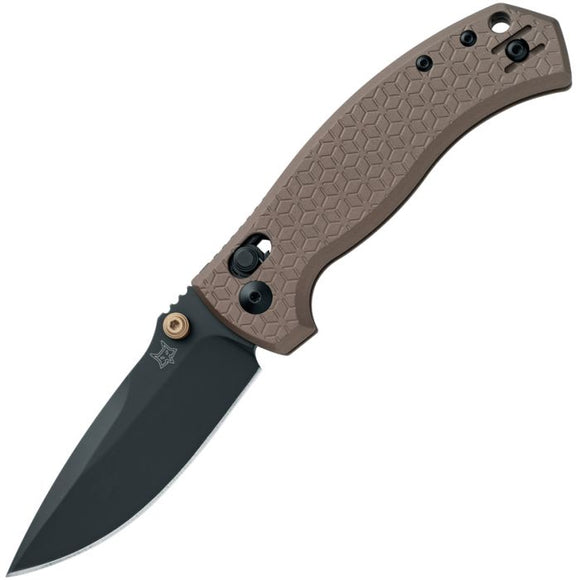 FOX KNIVES FOX560ALBR ANZU VERSO LOCK TAN ALUMINIUM CPM MAGNACUT STEEL PVD FOLDING KNIFE.