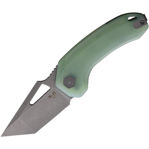 DAMNED DESIGNS DMN014XLGJ ONI XL LINERLOCK JADE G10 14C28N STEEL FOLDING KNIFE.