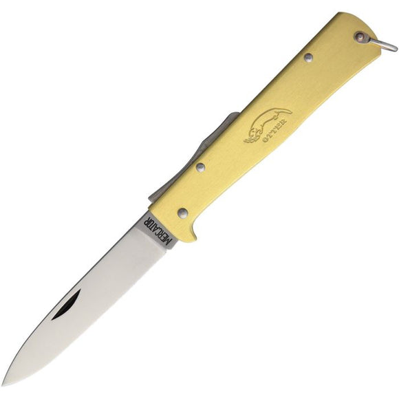 MERCATOR OTT10736RG BRASS HANDLE CARBON STEEL SATIN FINISH FOLDING KNIFE.