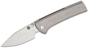 Chaves Ultramar CHAV43968 Scapegoat Street Folding Knife 3.39" M390 Satin Clip Point Blade, Stonewashed Titanium Handles, Frame Lock