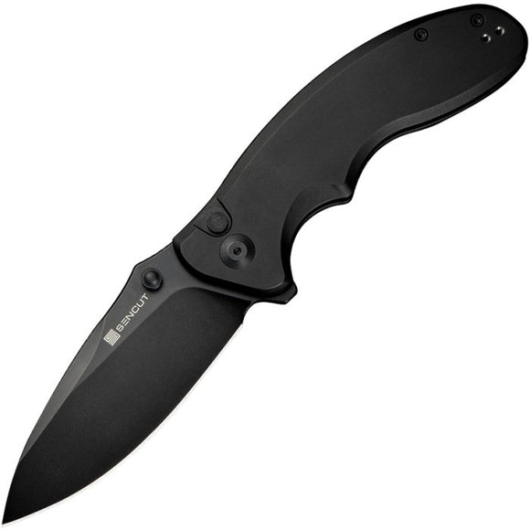 SENCUT S23098A1 CYBRIX BLACK ALUMINIUM HANDLE 9CR18MOV STEEL PUSH LOCK FOLDING KNIFE.