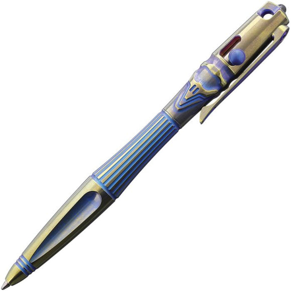 RIKE RKTR02GB TITANIUM GOLD AND BLUE SURVIVAL PEN.