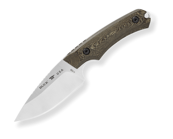 BUCK 664WAS ALPHA HUNTER PRO WALNUT DYMALUX HANDLE S35VN STEEL FIXED BLADE KNIFE W/SHEATH.