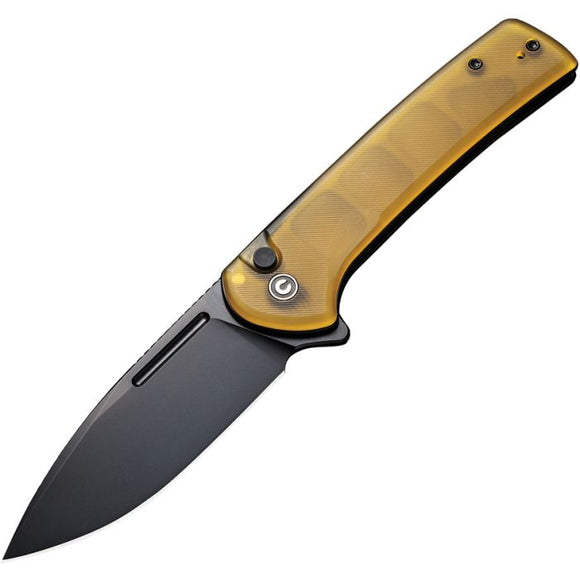 CIVIVI CIVC210066 CONSPIRATOR BLACK NIRTO V STEEL ULTEM HANDLE PUSH LOCK FOLDING KNIFE.